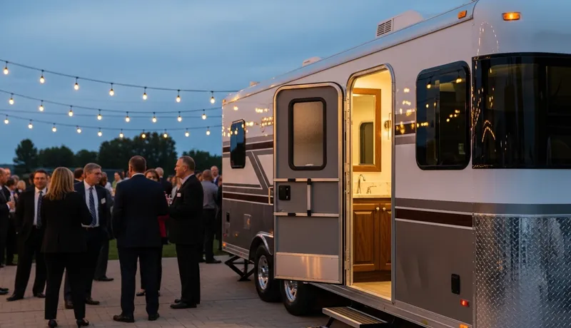 Luxury restroom trailer for outdoor wedding